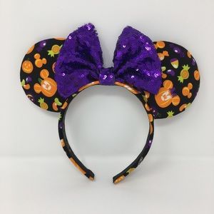 Minnie Mouse Ears with Halloween print